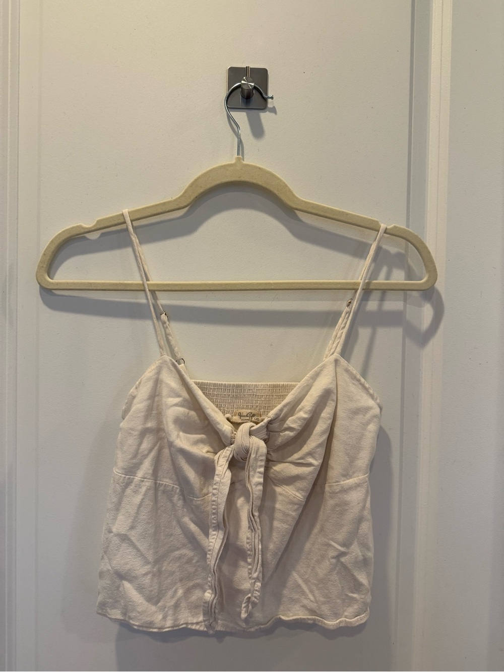 Brandy Melville Cream Tie-Front Cropped Tank